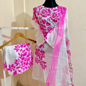 Digital print cotton three piece